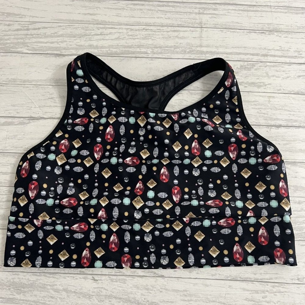 Victorias Secret Sport Racerback Sports Bra Gem Jewel Black Size XL